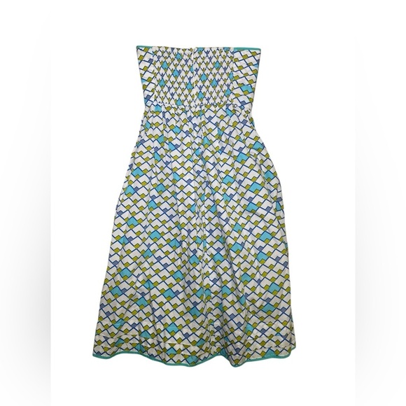 Lusana NWT Organic Cotton Strapless Mini Dress Size 4 Geometric Print - Picture 3 of 7